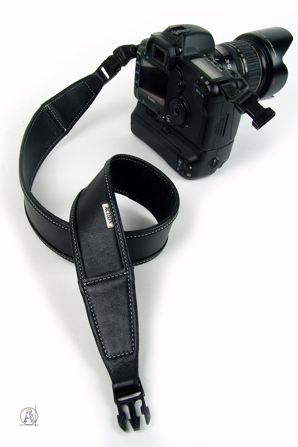 Blackheart Regular Bone Stitch - Soft Black Leather Camera Strap with Bone Stitching