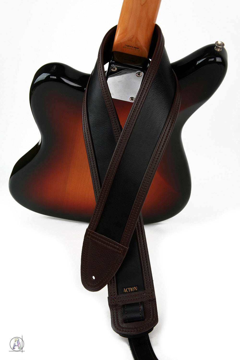 Charwood - Soft Black Cabretta Leather and Brown Cowhide Guitar Strap
