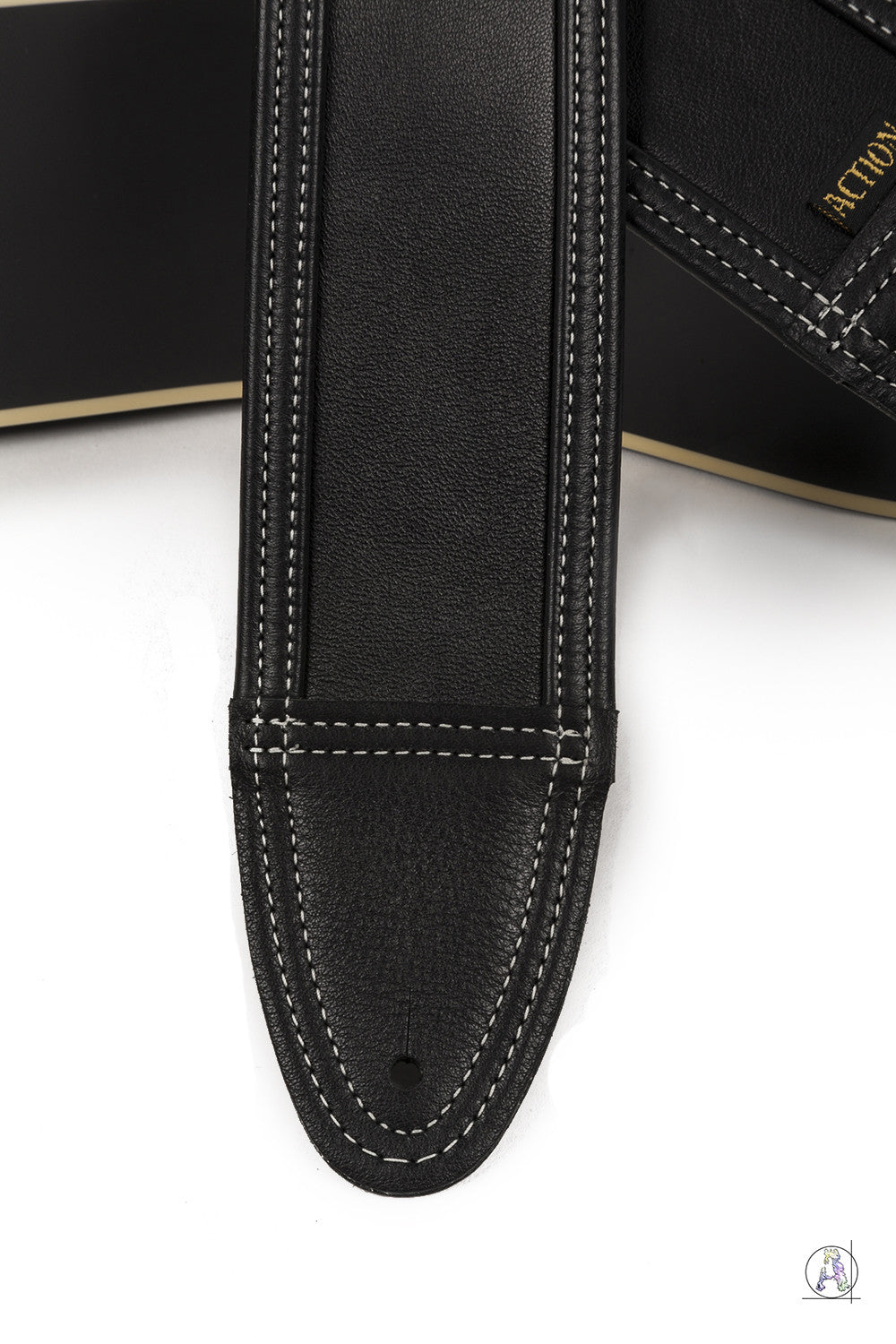 Blackheart 100 with Bone Stitching - Soft Black Leather Guitar Strap
