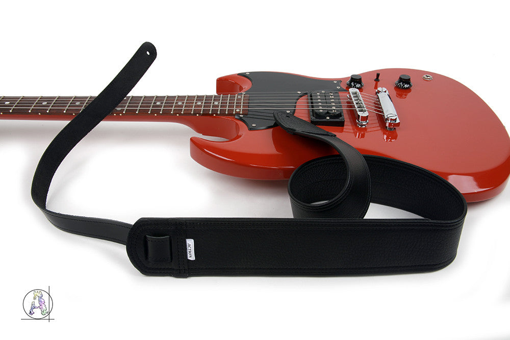 Simply Classy Black 100 Leather Guitar Strap