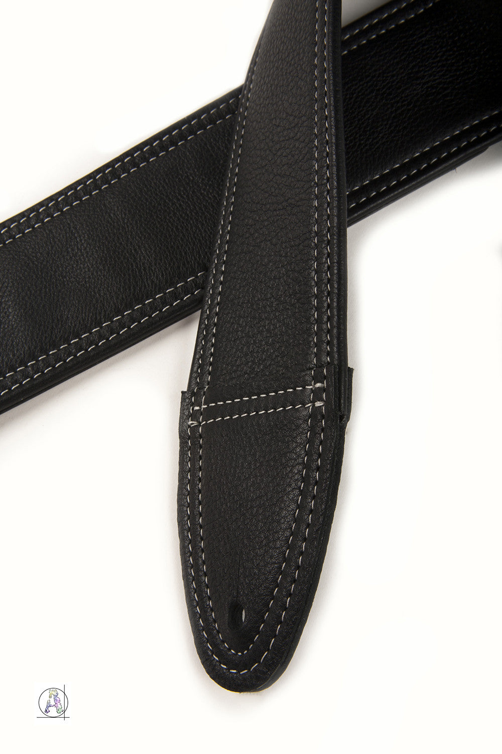 Simply Classy Black with Bone Stitching Custom Guitar Strap
