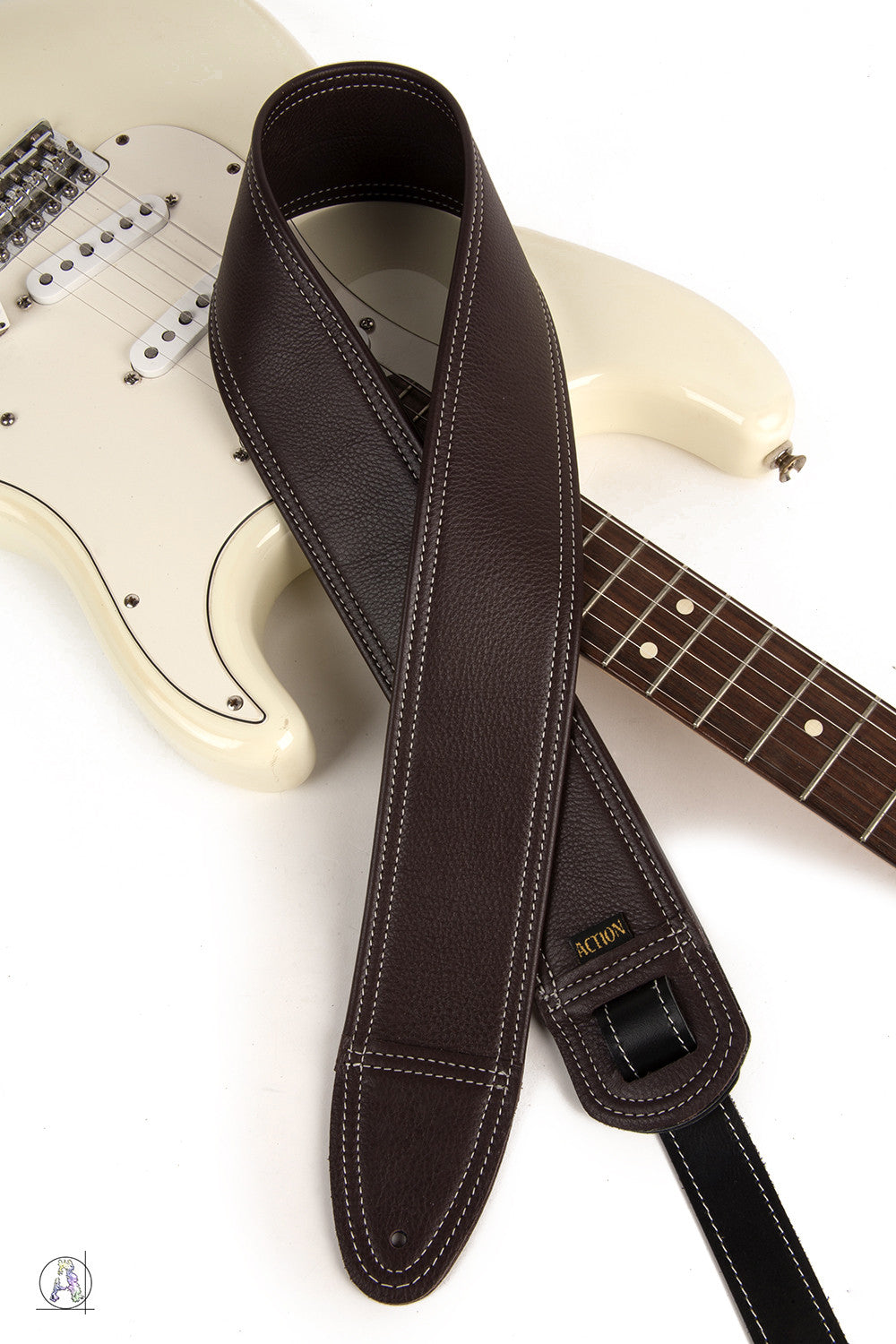 Simply Classy Brown with Bone Stitching Custom Guitar Strap