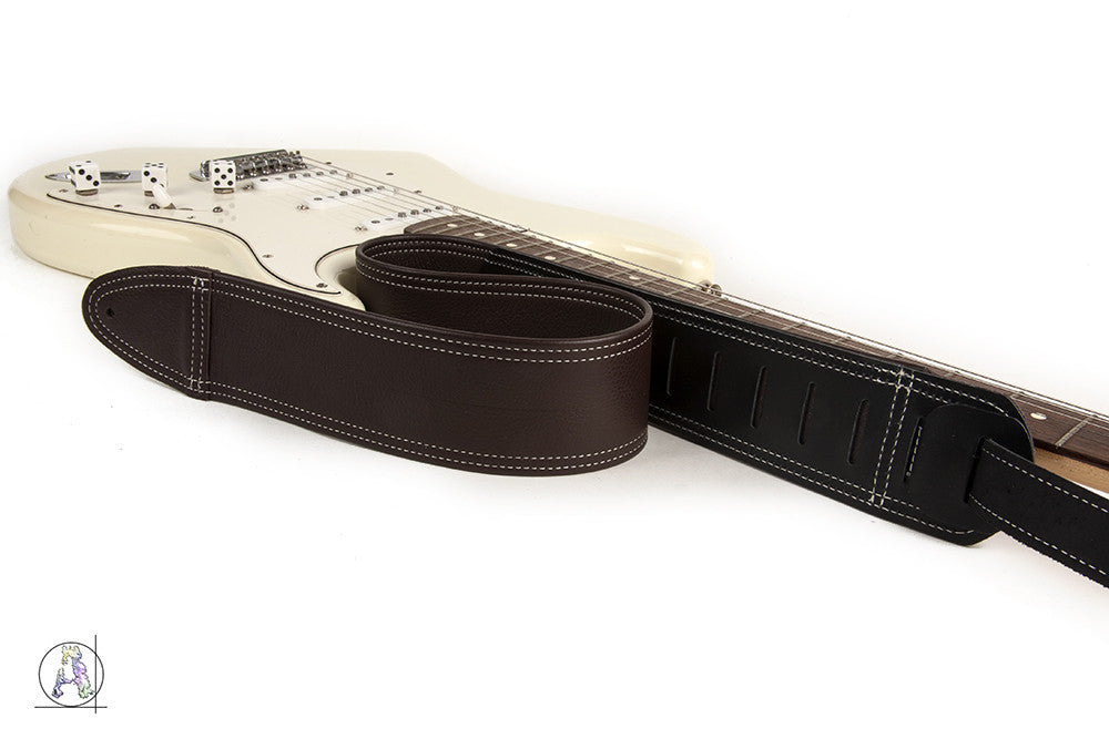 Simply Classy Brown with Bone Stitching Custom Guitar Strap