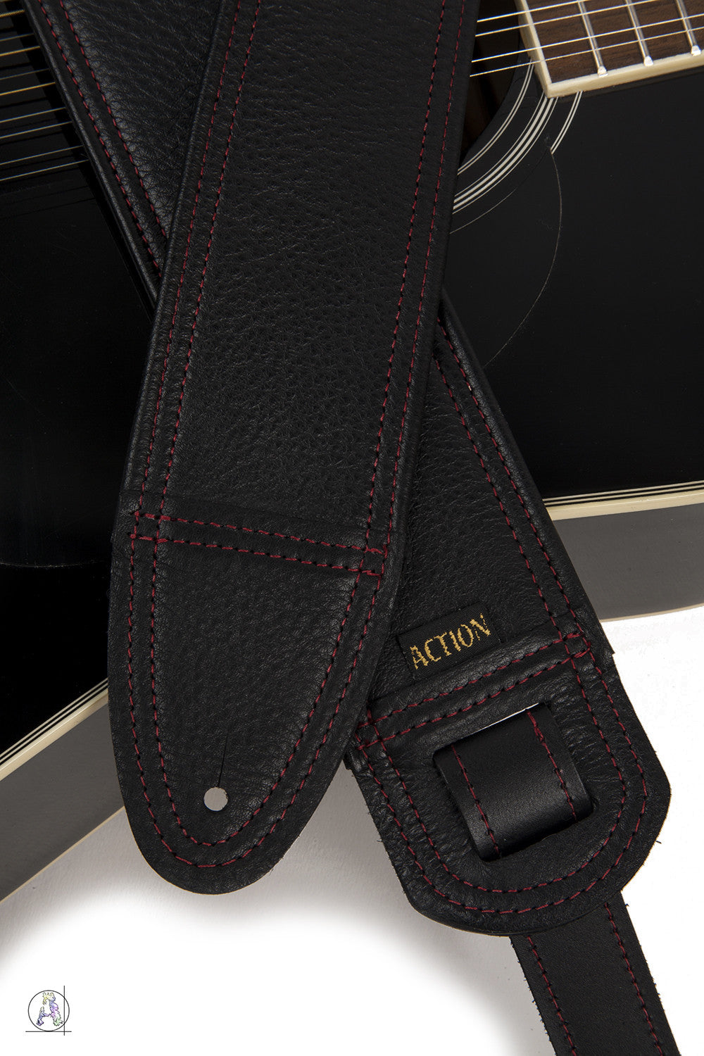 Simply Classy Black with Red Stitching Custom Guitar Strap