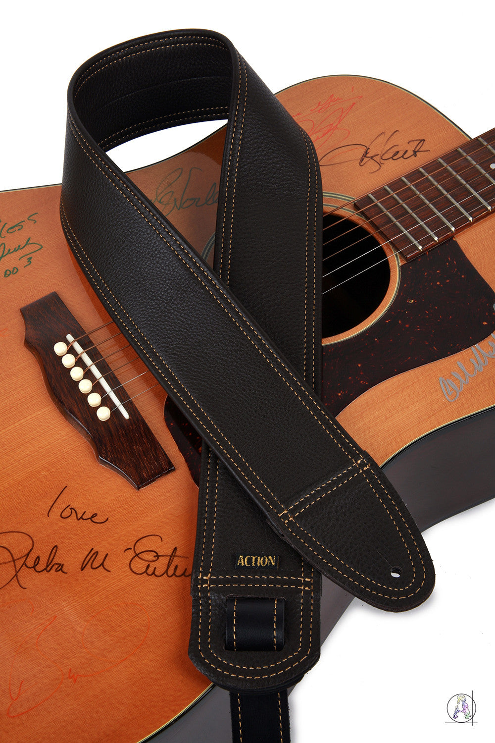 Simply Class Dark Brown with Gold Stitching Custom Guitar Strap