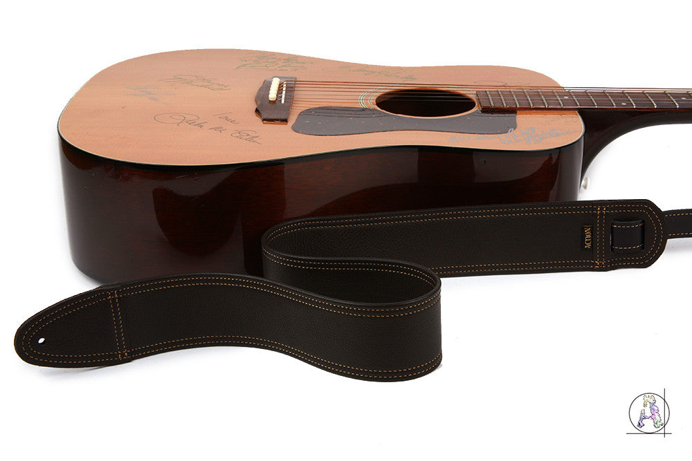 Simply Class Dark Brown with Gold Stitching Custom Guitar Strap