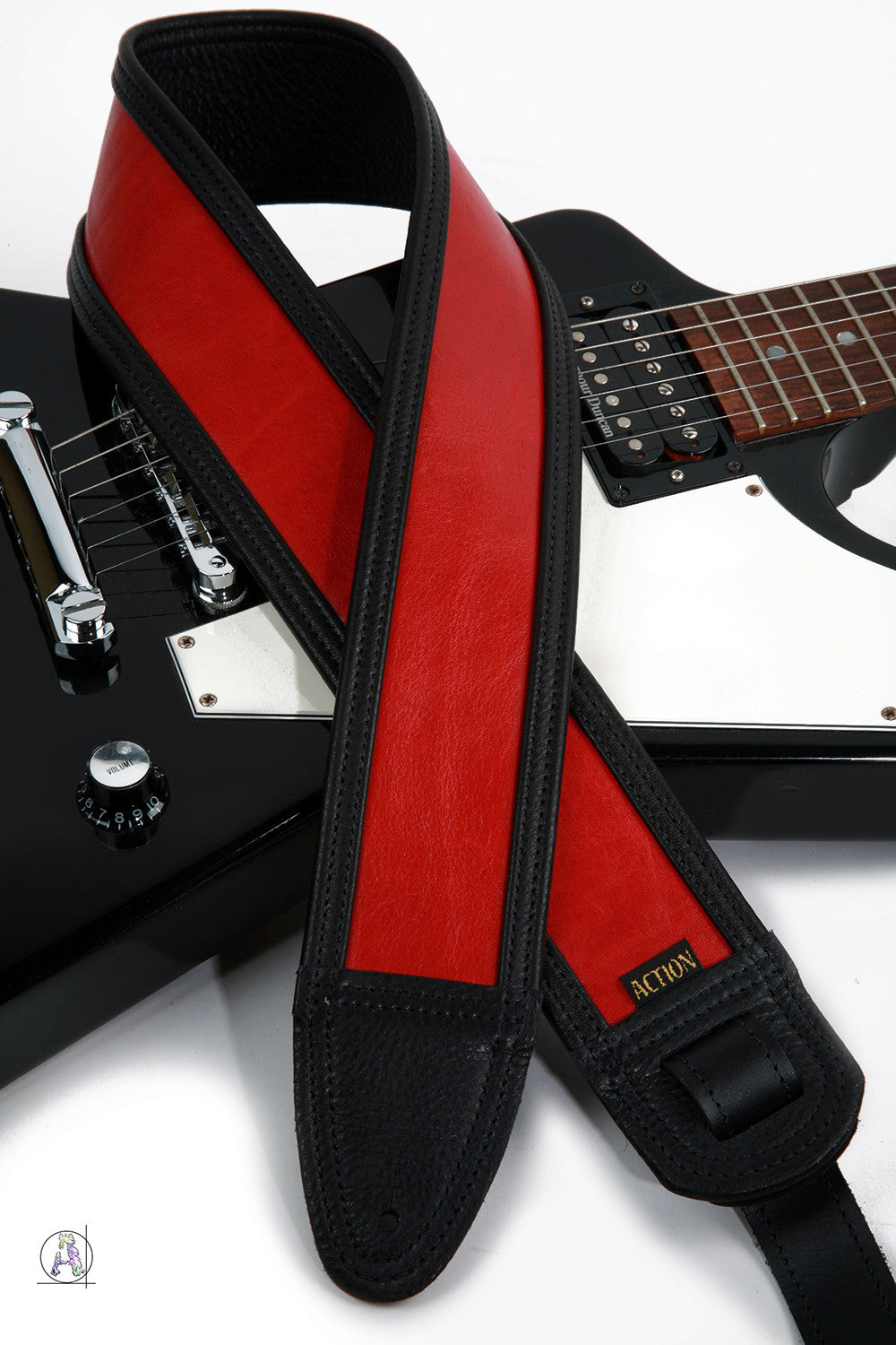 Limited Edition Echo Flame Red and Black Custom Guitar Strap