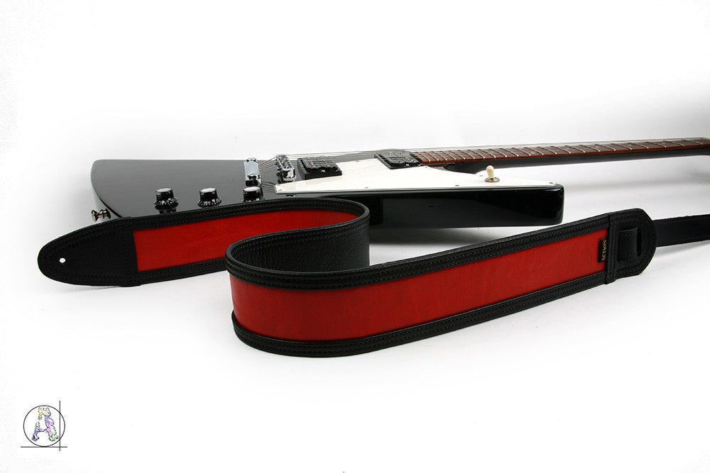 Limited Edition Echo Flame Red and Black Custom Guitar Strap