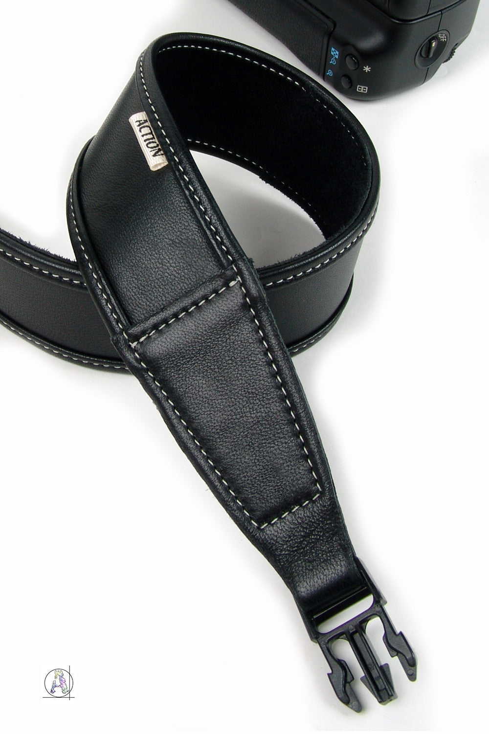 Blackheart Regular Bone Stitch - Soft Black Leather Camera Strap with Bone Stitching