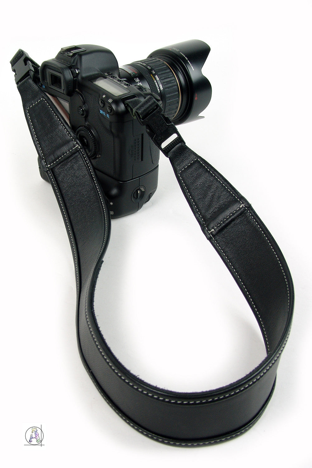 Blackheart Regular Bone Stitch - Soft Black Leather Camera Strap with Bone Stitching