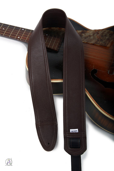 Stealth - Soft Black Leather Guitar Strap with Black Pinstriping – Action  Custom Straps