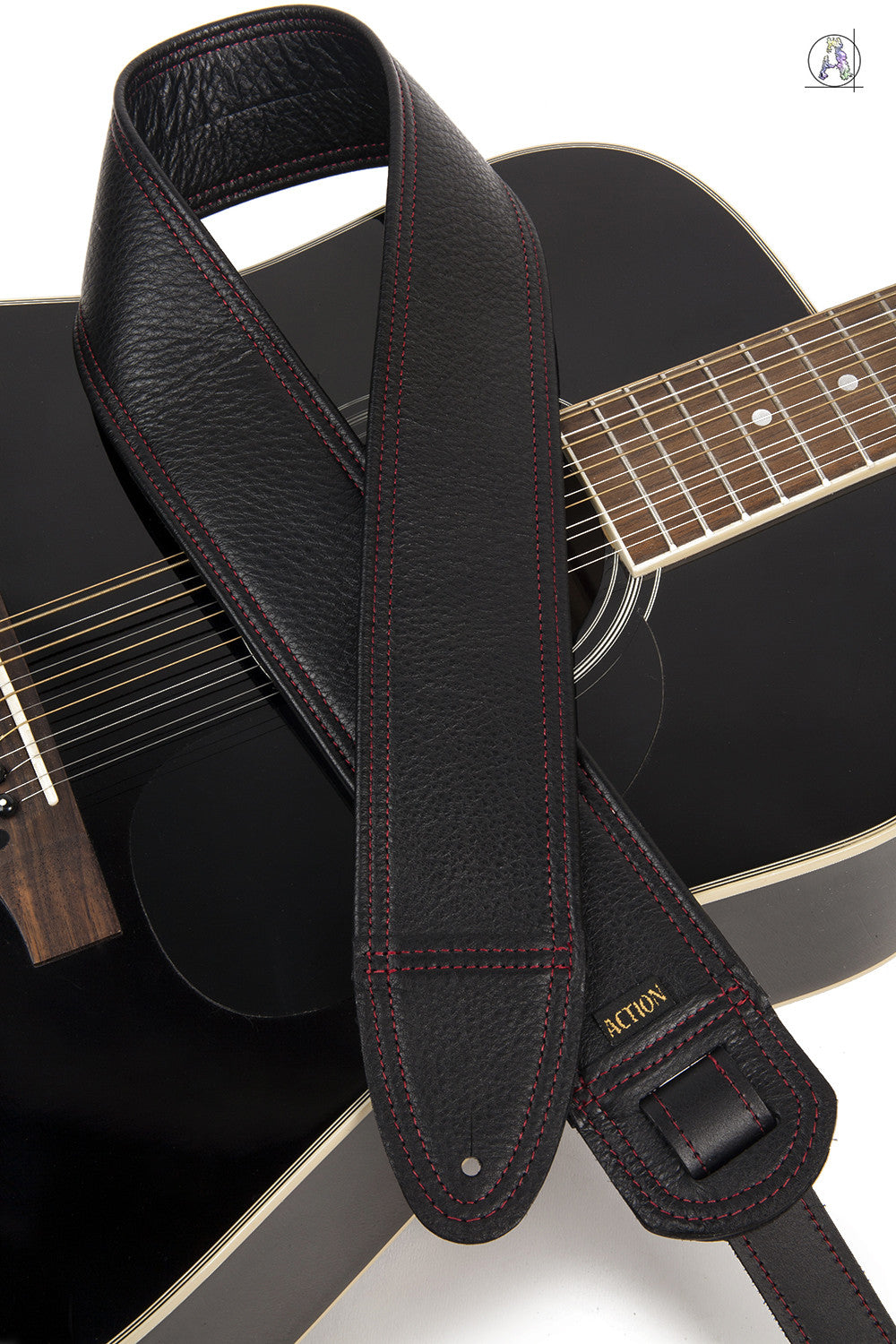 Simply Classy Black with Red Stitching Custom Guitar Strap