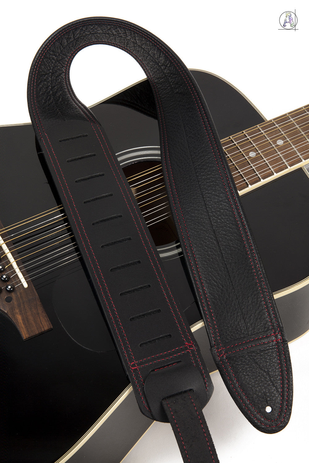 Simply Classy Black with Red Stitching Custom Guitar Strap