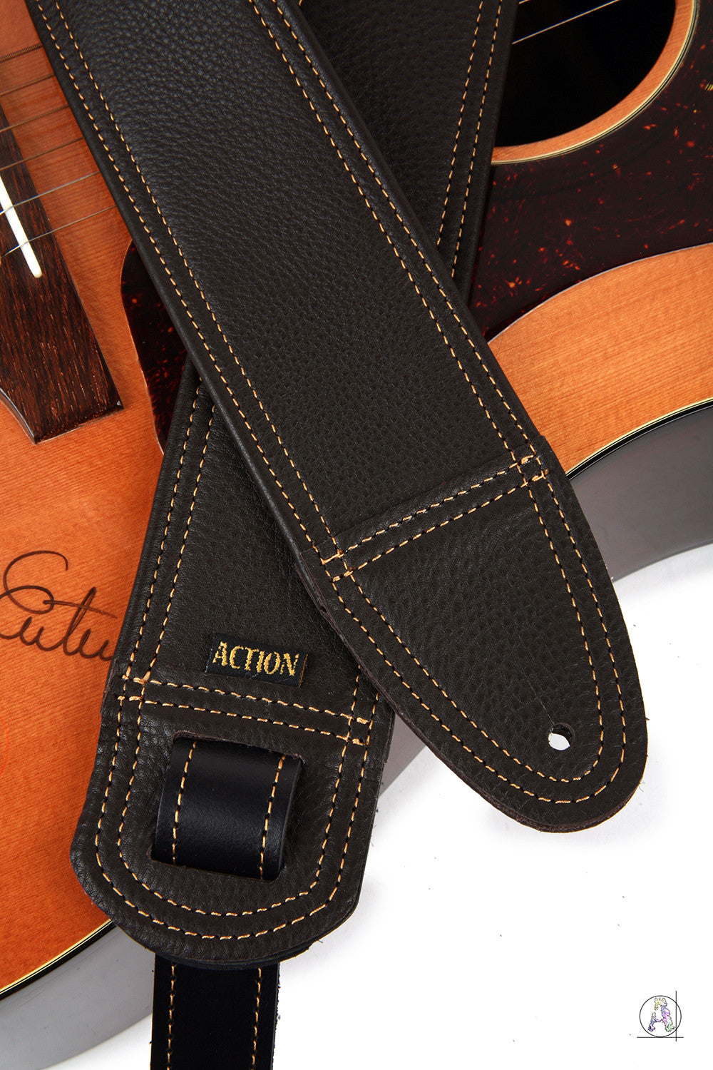 Simply Class Dark Brown with Gold Stitching Custom Guitar Strap