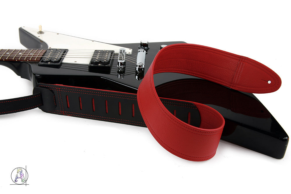 Simply Classy Red 100 Leather Guitar Strap