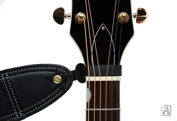 Black Leather Headstock Strap