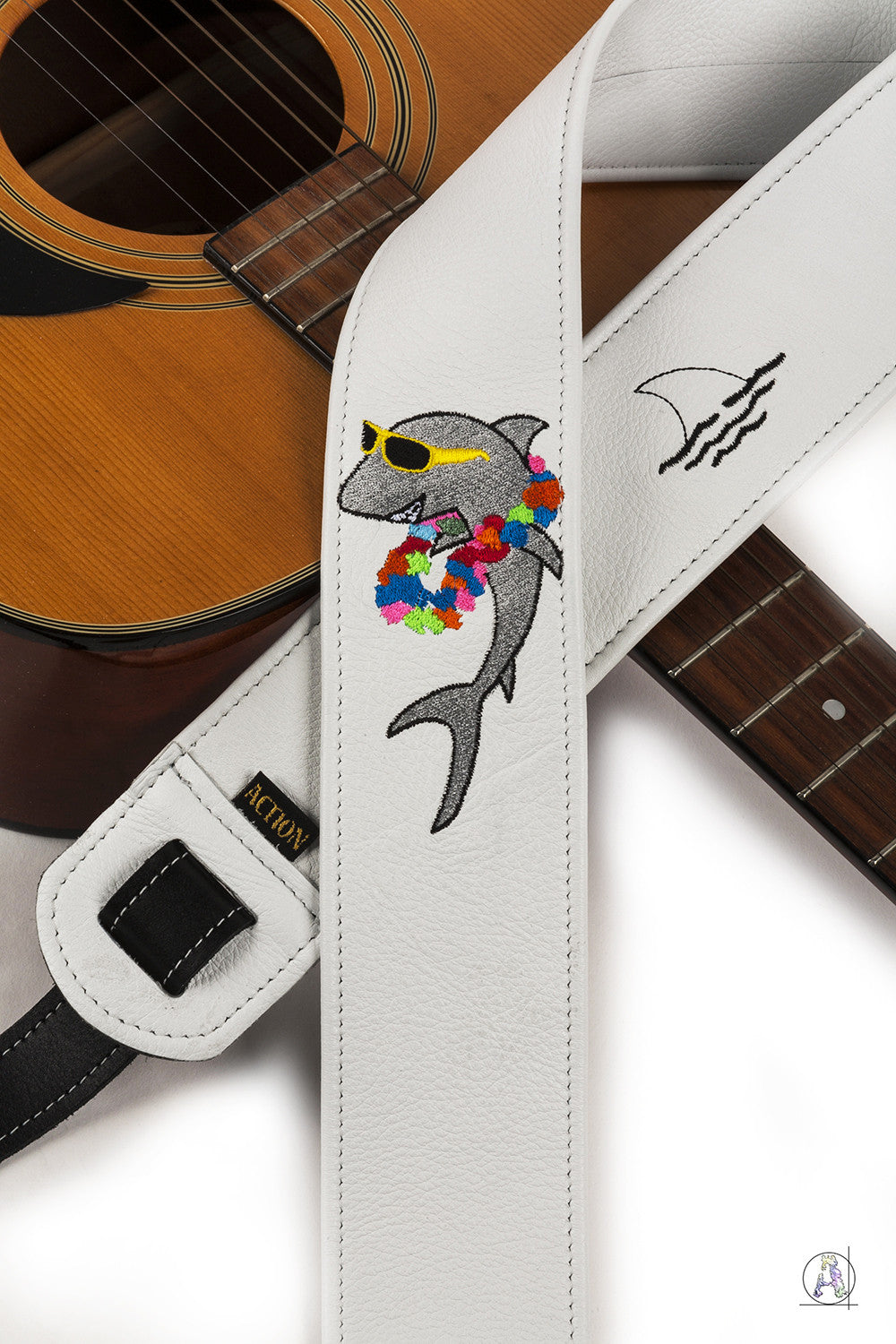 Party Shark Parrothead Embroidered Custom Guitar Strap